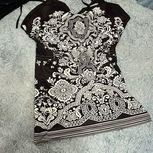 Black and white bathing suit cover